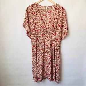 Xhiliration Pink Floral Button Down Dress